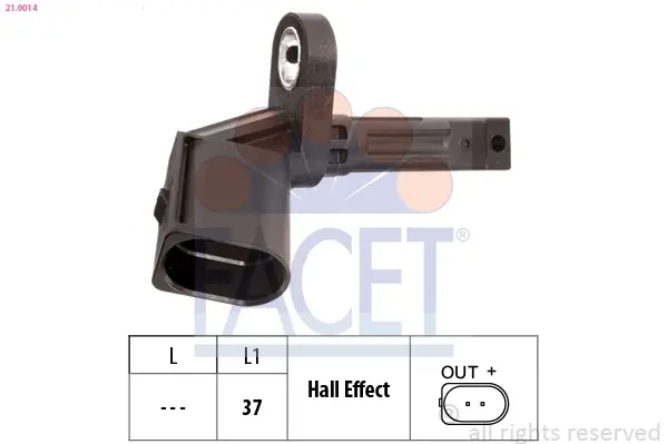 Датчик ABS (передній лівий) Audi A4,A5,A6,A7,A8,Q5, R8/VW PHAETON 02- Facet FACET 21.0014 (фото 1)