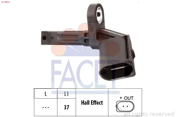 Датчик ABS (передній правий, задній лівий) Audi A4, A5, A6, A7, Q5 (07-) Facet FACET 21.0015 (фото 1)