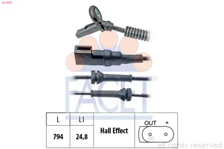 Датчик ABS передній Ford Fusion 02-13 (790 мм) FACET 21.0151