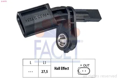 Датчик ABS перед/зад. Touareg 03-/Cayenne 02-07/Audi Q7 06- Пр.  Facet FACET 21.0173
