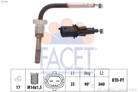 Датчик температури відпрацьованих газів Alfa Romeo 159 1.9 (05-11) Facet FACET 22.0138
