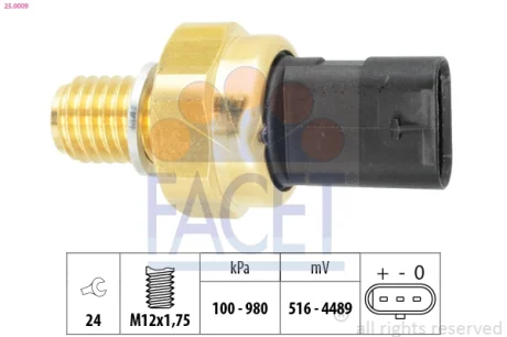 Датчик тиску оливи FACET 25.0009