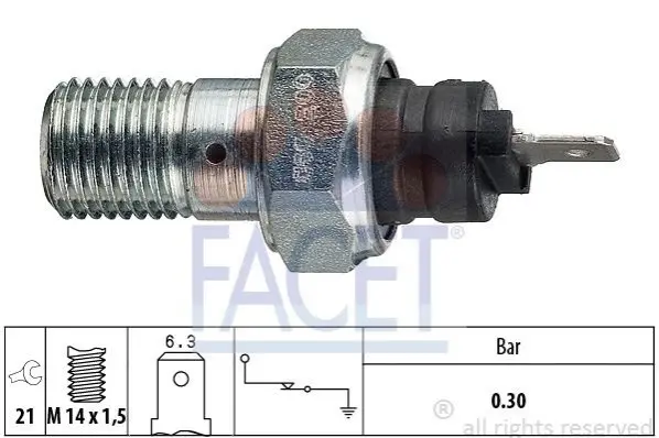 Датчик тиску оливи Lancia Y10 1.1 i.e. fire (156ag) (89-95) Facet FACET 7.0003 (фото 1)
