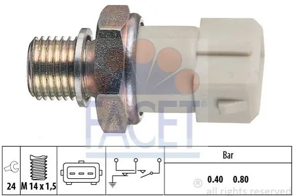 Датчик тиску оливи (0,4bar/3 конт./білий) Kadett E 1.3-1.6 FACET 7.0070 (фото 1)