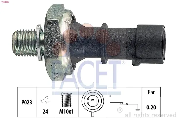 Датчик тиску оливи (0,2 bar/1 конт./чорний) Astra J/H/Zafira B/Cruze 03- 1.7CDTi FACET 7.0170 (фото 1)