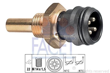 Датчик температури MB W201/W124/ W126/W140 1.8-5.5 82-01 FACET 7.3151