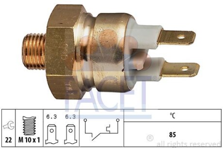 Датчик температури VW Passat 2.0/2.2 83-88 /Audi 100/90/A6 2.0-2.5 83-96 FACET 7.4056