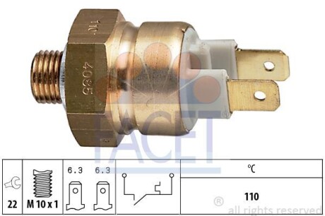 Датчик включения вентилятора 80/A6 1.6-2.3 85-98 FACET 7.4085