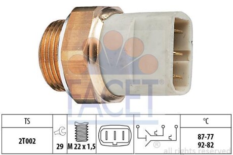 Датчик включения вентилятора Audi A8/ VW T4 1.8-6.0 90-03 FACET 7.5626