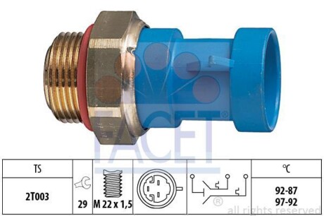 Датчик вмикання вентилятора Citroen Jumper / Fiat Ducato / Peugeot Boxer 2.0-2.8 i/D/HDi/iDTD/TDI 9 FACET 7.5643