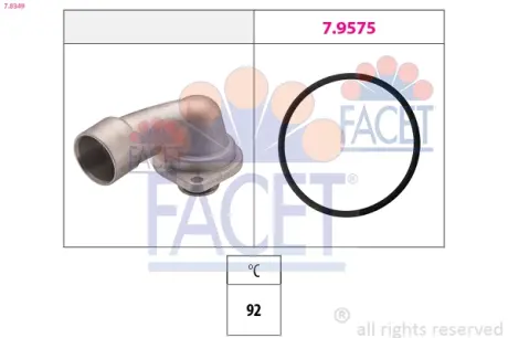 Термостат Opel Omega B, Singum, Vectra A/B/C GTS/SAAB 9-5 2.5-3.2i 93- (92 C) FACET 7.8349
