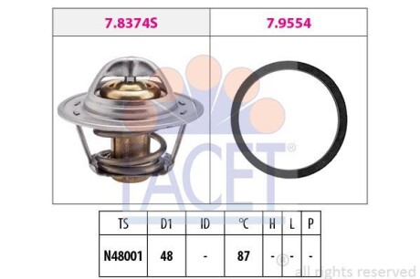 Термостат Ланос 1.5/Авео/Нексия 8V (вставка) FACET 7.8374