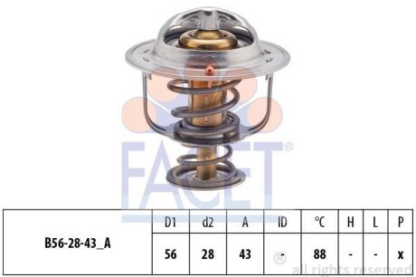 Термостат Mitsubishi Lancer 1.6 (03-08) FACET 7.8407S (фото 1)