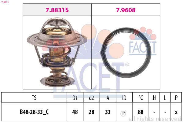 Термостат (с прокладкой) Hyundai i10 (07-) 1.1i (7.8831) Facet FACET 78831 (фото 1)
