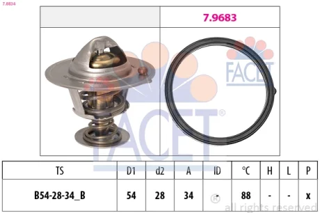 Термостат Hyundai i40/ix35/Tucson/Kia Optima/Sportage 2.0 14- (88C) FACET 7.8834