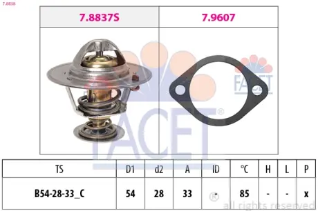 Термостат Kia Ceed sw 1.6 crdi 115 (07-12) FACET 7.8838