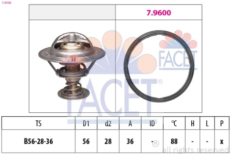 Термостат Subaru Forester III, IV (10-) 2.0i, 2.5i (7.8948) FACET 78948