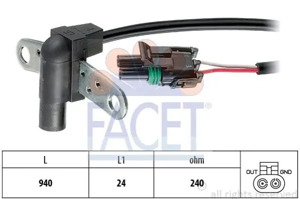 Датчик обертів коленвала Renault Clio i 1.4 (90-98) (9.0010) Facet FACET 90010 (фото 1)