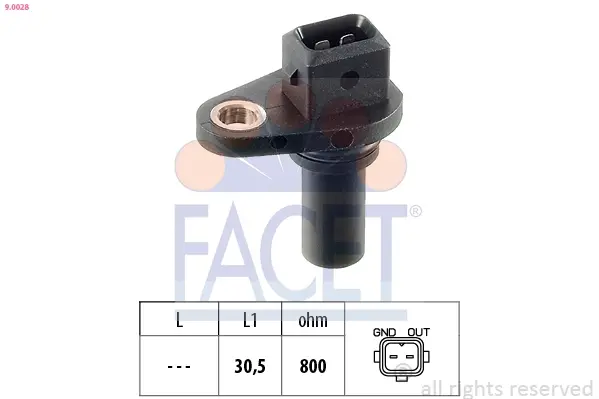 Датчик оборотов коленвала VW T4 2.0-2.8 i/D/TDI (90-)/Passat B5 (АКПП) Facet FACET 9.0028 (фото 1)