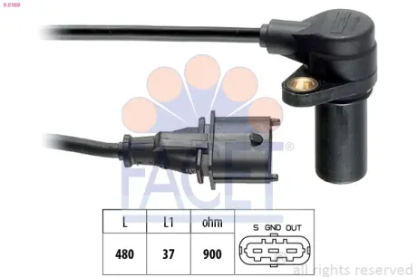 Датчик оборотов коленвала Fiat Punto, Bravia,Bravo/Lancia Kappa 1.9D/2.4D (96-) Facet FACET 9.0169