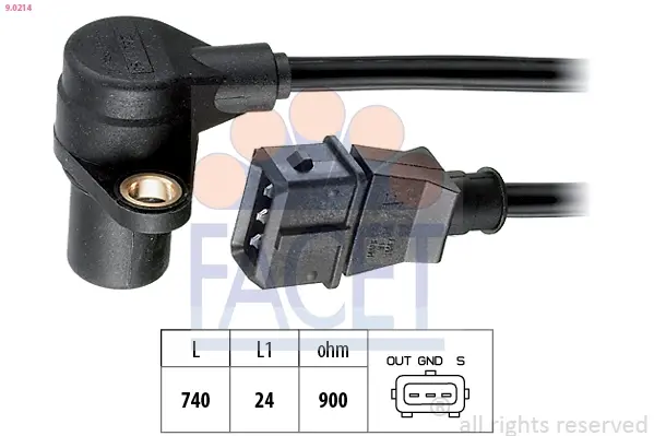 Датчик положення колінвала Audi A6/A8 / VW Passat 2.3-2.8 i 95-> FACET 9.0214 (фото 1)