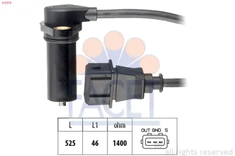 Датчик положення колінвала Audi A3 / Skoda Octavia / VW Bora/Golf/Polo 1.9 TDI 96-> FACET 9.0219