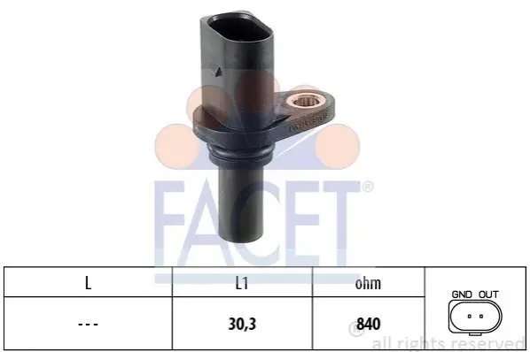 Датчик оборотов коленвала Skoda Octavia/VW Bora/Golf IV 1.6-2.3 (96-) Facet FACET 9.0221 (фото 1)
