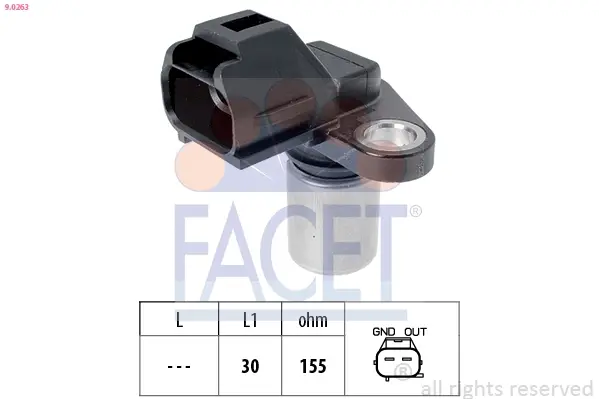 Датчик оборотов коленвала Volvo C30/C70/ S40/S60/S80/ CX70/XC90 2.0-4.4 (97-) Facet FACET 9.0263 (фото 1)