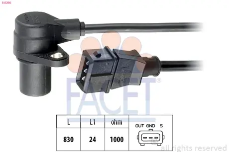 Датчик обертів коленвала Opel Astra 2.0 Turbo (00-) Facet FACET 9.0296