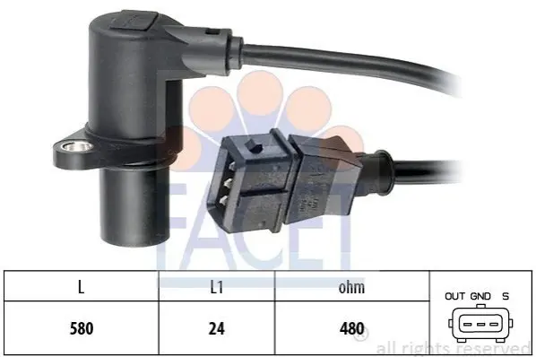 Датчик оборотов коленвала VW Passat B5/Audi A4 1.6/1.8 (93-05) Facet FACET 9.0297 (фото 1)