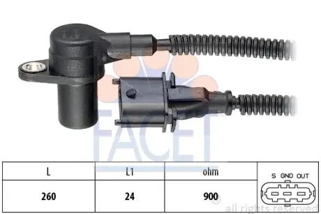 Датчик обертів коленвала Hyundai H-1 2.5 crdi (03-07) Facet FACET 9.0494