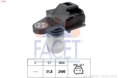 Датчик оборотов коленвала Toyota Land Cruiser (06-), Hiace IV (01-) 2.5D, 3.0D (FACET 90509