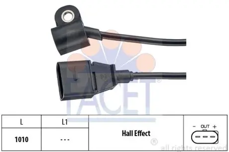 Датчик обертів коленвала Audi A4 2.0 tdi (06-09) Facet FACET 9.0565