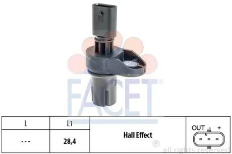 Датчик оборотов коленвала BMW 1/2/3/4/5/6/7/X1/X3/X4/X5/X6 1.6-3.0 d 03-  Facet FACET 9.0757