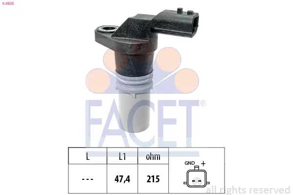 Датчик оборотів розподільного валу Renault Logan II (16-) 1.0 Sce 75 (9.0835) Facet FACET 90835 (фото 1)