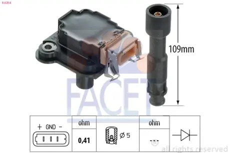 Котушка запалення Seat Alhambra 1.8 t 20v (97-10) Facet FACET 9.6254