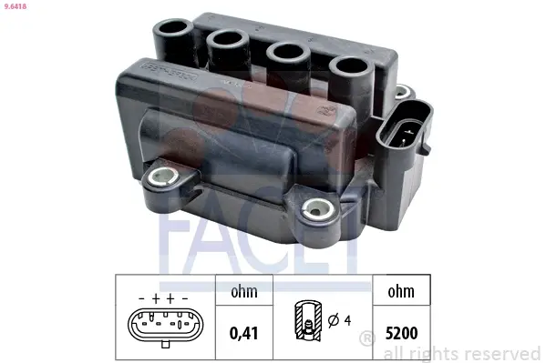 Катушка зажигания Renault Logan (05-), Clio (01-) 1.0i, 1.2 16V (9.6418) Facet FACET 96418 (фото 1)