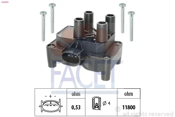Котушка запалювання Ford Focus, Fiesta, Mondeo, Transit Connect (95-13) 1.3i-2.0i 16V Facet FACET 96432 (фото 1)