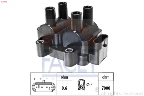 Катушка зажигания Clio II (98-)/Kangoo (97-) 1.2/1.4  Facet FACET 96496