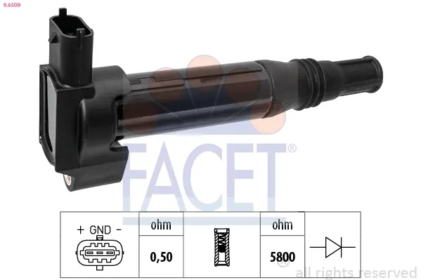 Котушка запалювання Citroen C1, C3, C4 (14-)/Peugeot 108, 208, 2008 (13-) 1.2 Vti Facet FACET 96509 (фото 1)