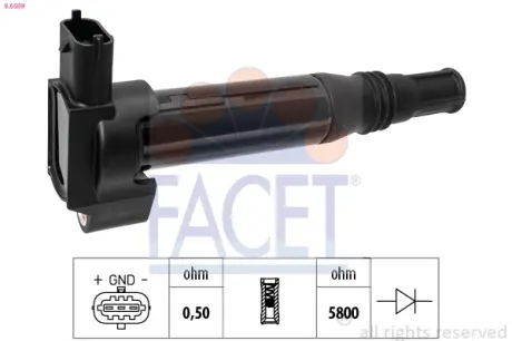 Котушка запалювання Citroen C1, C3, C4 (14-)/Peugeot 108, 208, 2008 (13-) 1.2 Vti Facet FACET 96509
