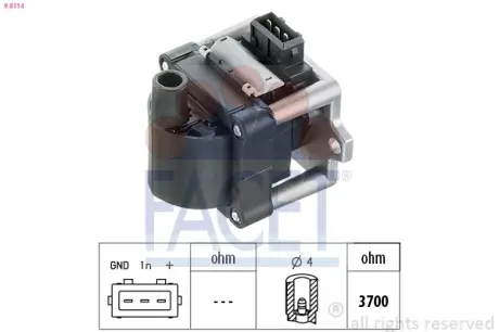 Котушка запалення A80/Caddy/Golf/Passat 1.0-2.5 85-10  Facet FACET 9.8114