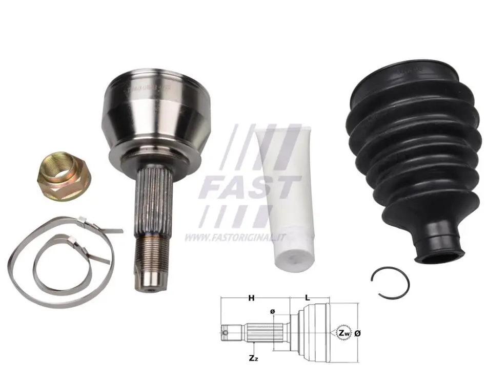 ШРУС наружный к-кт 25x24 зуб. doblo 1.3/1.9d 01- Fast FAST FT25072K (фото 1)