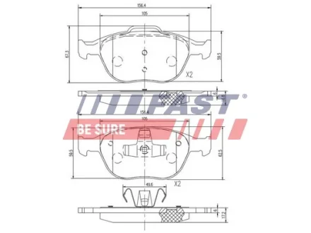 Колодки Гальмівні FORD Transit Connect 02- перед Без Датчика FAST FT29546
