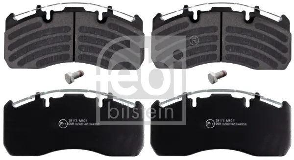 Комплект гальмівних колодок задн/передн MERITOR RVI C, MIDLUM VOLVO FE, FE II, FH, FH II, FH III, FH12, FH16, FH16 II, FH16 III, FL II, FL III, FM, FM12, FM9, FMX D11A-330-MDS2043A 08.93- FEBI BILSTEIN 16906 (фото 1)