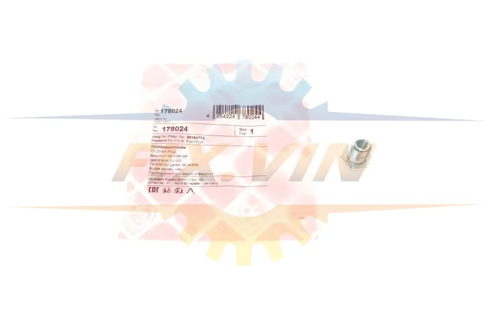 Болт зливу оливи Fiat Doblo 1.4 10- (M12x1.25) FEBI BILSTEIN 178024 (фото 1)