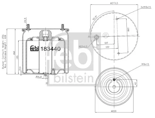 Пневмоподушка DAF CF, XF 106, XF II, XG, XG+ 10.12- FEBI BILSTEIN 183440 (фото 1)