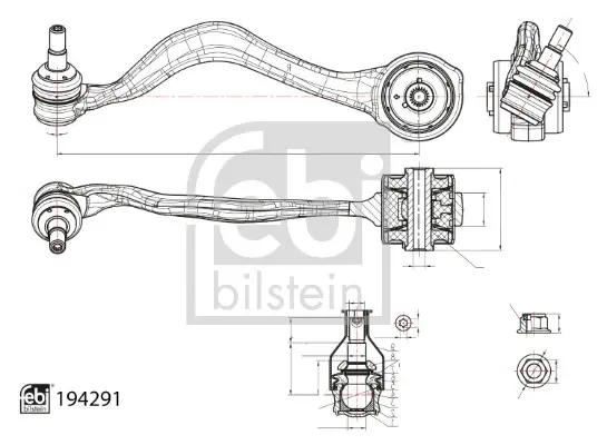 Важіль підвіски передній Лів передн 19 мм BMW X3 (G01), X3 (G01, F97, G08), X4 (G02, F98) 1.6-Electric 08.17- FEBI BILSTEIN 194291 (фото 1)