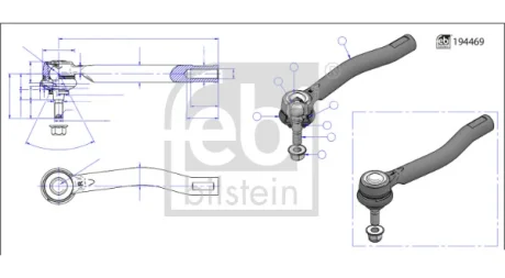 Наконечник тяги рульової (R) Nissan Leaf/Juke 10-/Tiida 11- FEBI BILSTEIN 194763