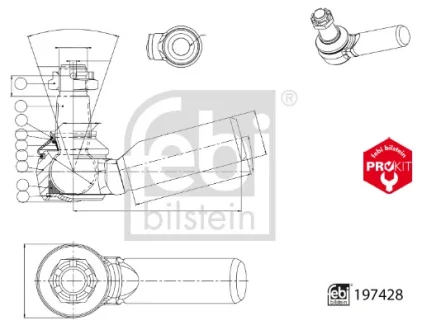 Рульовий наконечник (M38x1,5мм, L-141мм) SCANIA G II, L, P II, R II, S 09.16- FEBI BILSTEIN 197428